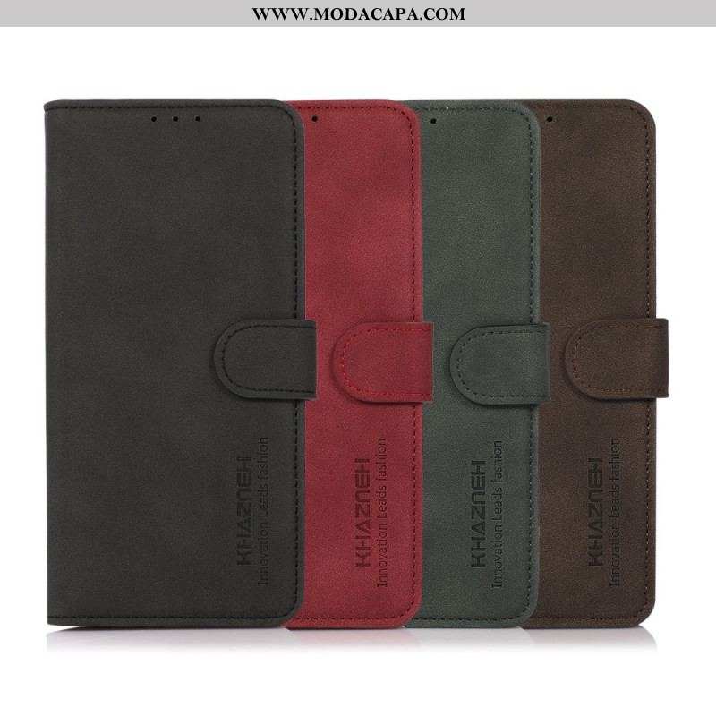 Capa Flip Para Moto G51 5G Khazneh Moda Efeito Couro