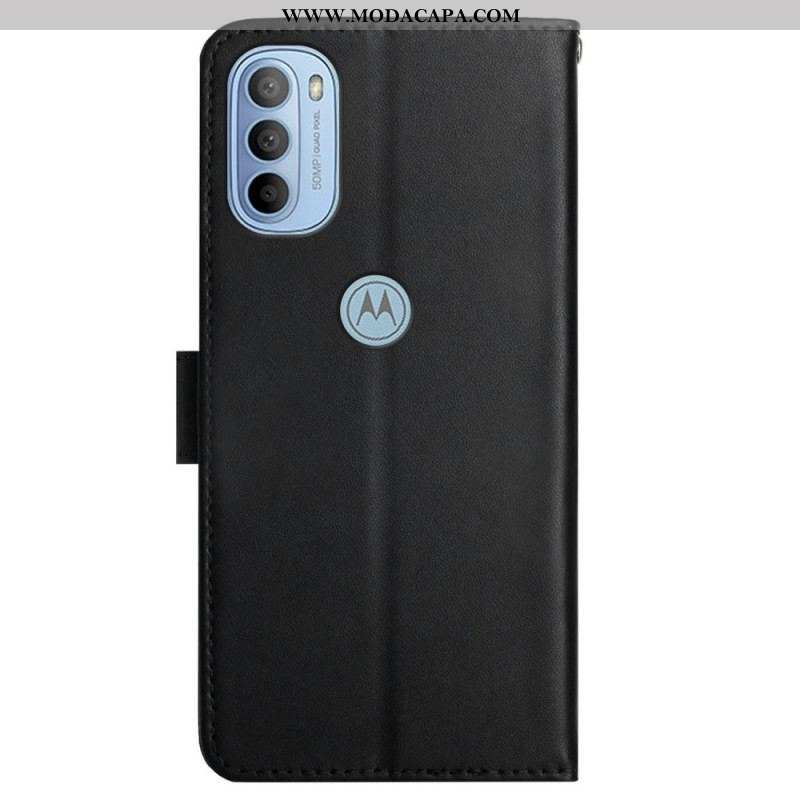 Capa Flip Para Moto G51 5G Couro Napa Genuíno