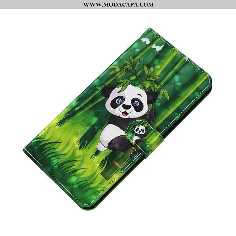 Capa De Couro Para Moto G51 5G Panda E Bambu