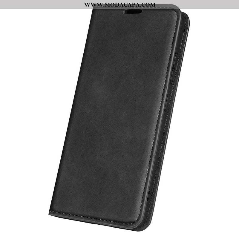 Capa De Celular Para Moto G51 5G Flip Efeito Couro Macio Seda