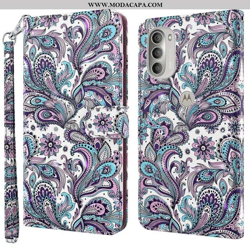 Capa De Couro Para Moto G51 5G Paisley