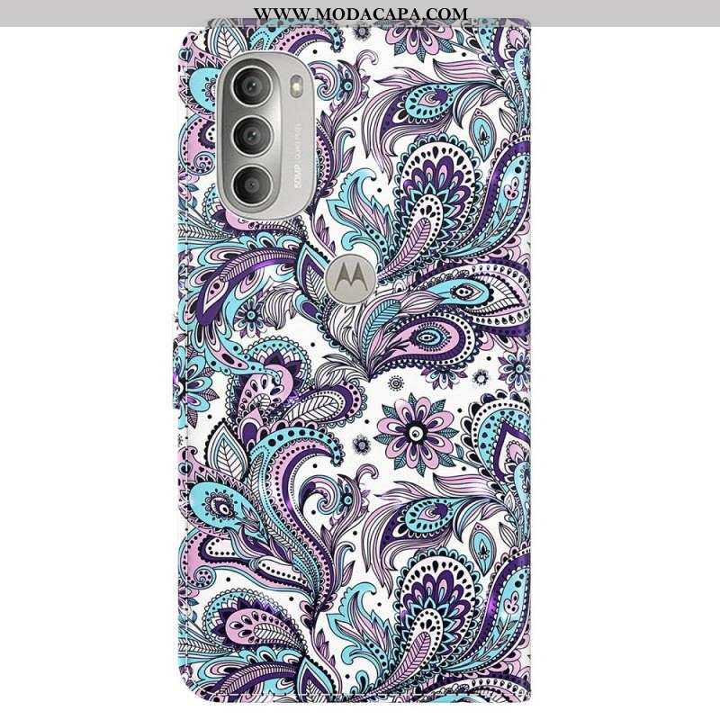 Capa De Couro Para Moto G51 5G Paisley