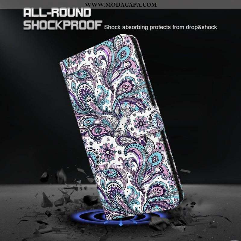 Capa De Couro Para Moto G51 5G Paisley