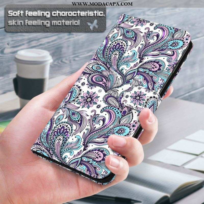 Capa De Couro Para Moto G51 5G Paisley