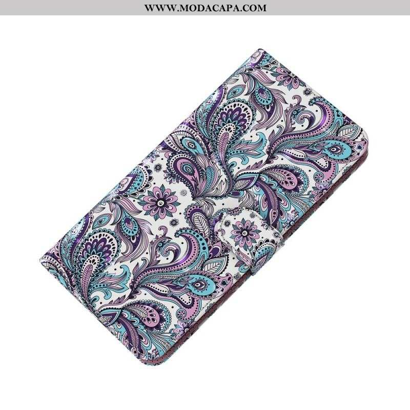 Capa De Couro Para Moto G51 5G Paisley