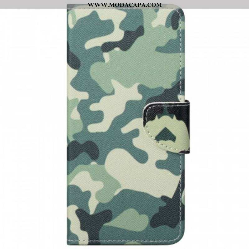 Capa Flip Para Moto G51 5G Camuflagem Militar