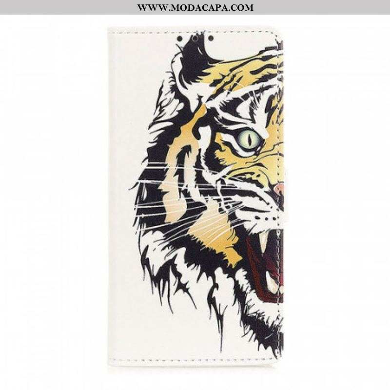 Capa Flip Para Moto G71 5G Tigre Feroz