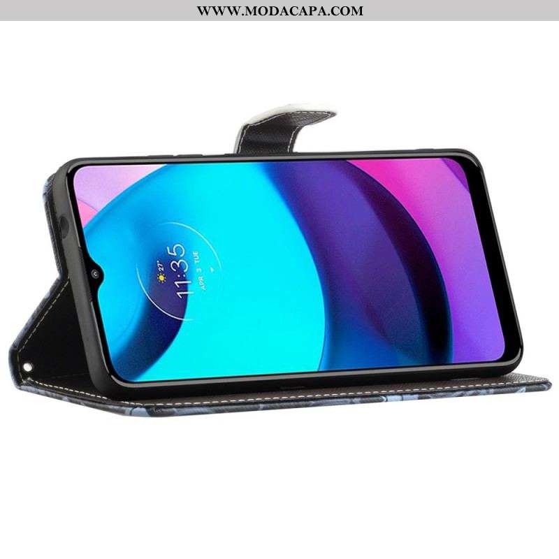 Capa De Couro Para Moto G71 5G De Cordão Leopardo Strappy