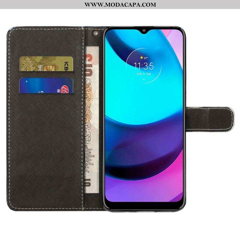 Capa De Couro Para Moto G71 5G De Cordão Leopardo Strappy