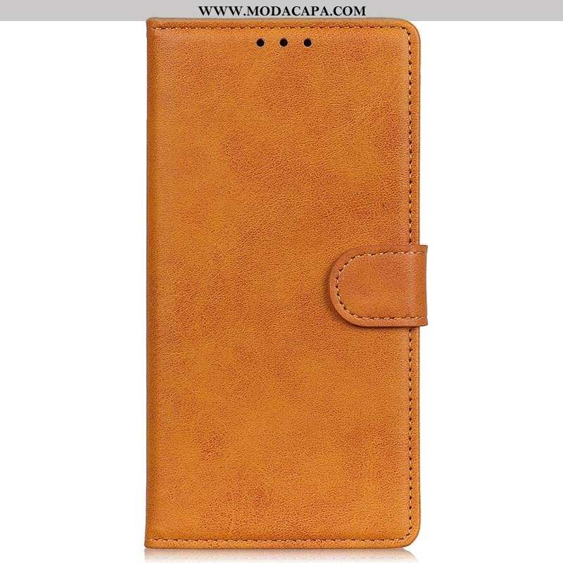 Capa Flip Para Moto G71 5G Efeito De Couro Fosco Retrô