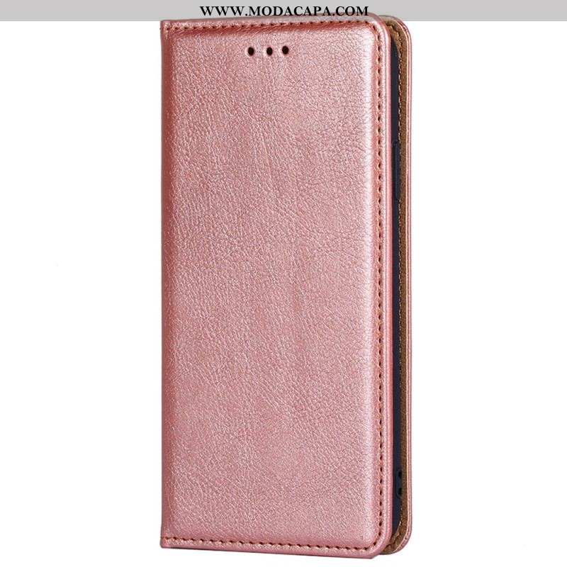 Capa De Celular Para Moto G73 5G Flip Costura De Couro Falso