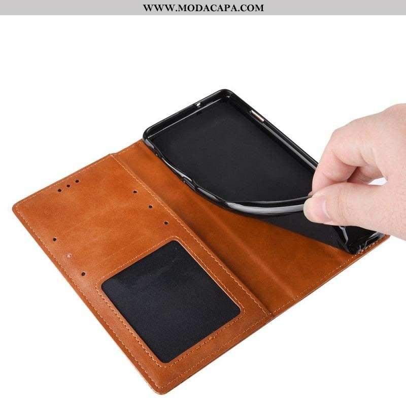 Capa De Celular Para OnePlus 10 Pro 5G Flip Efeito Couro Vintage Estilizado