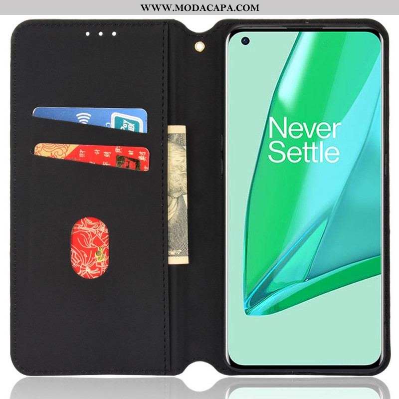 Capa De Celular Para OnePlus 10 Pro 5G Flip Efeito Couro Diamante