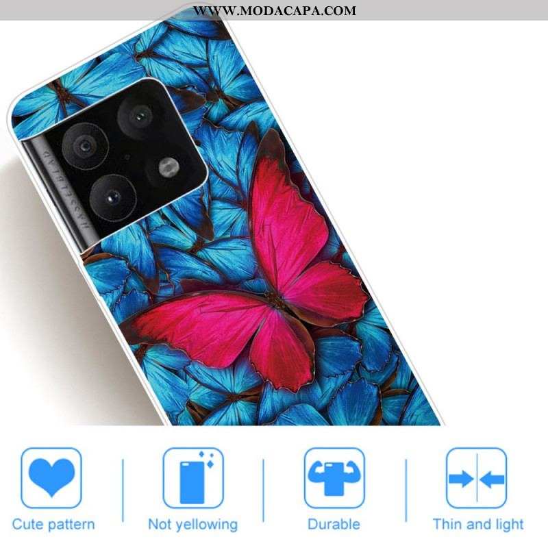 Capa Para OnePlus 10 Pro 5G Mangueira Borboleta Fúcsia