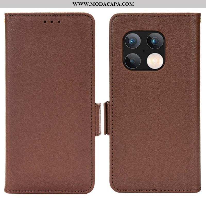 Capa Flip Para OnePlus 10 Pro 5G De Couro Flap Double Litchi Novas Cores