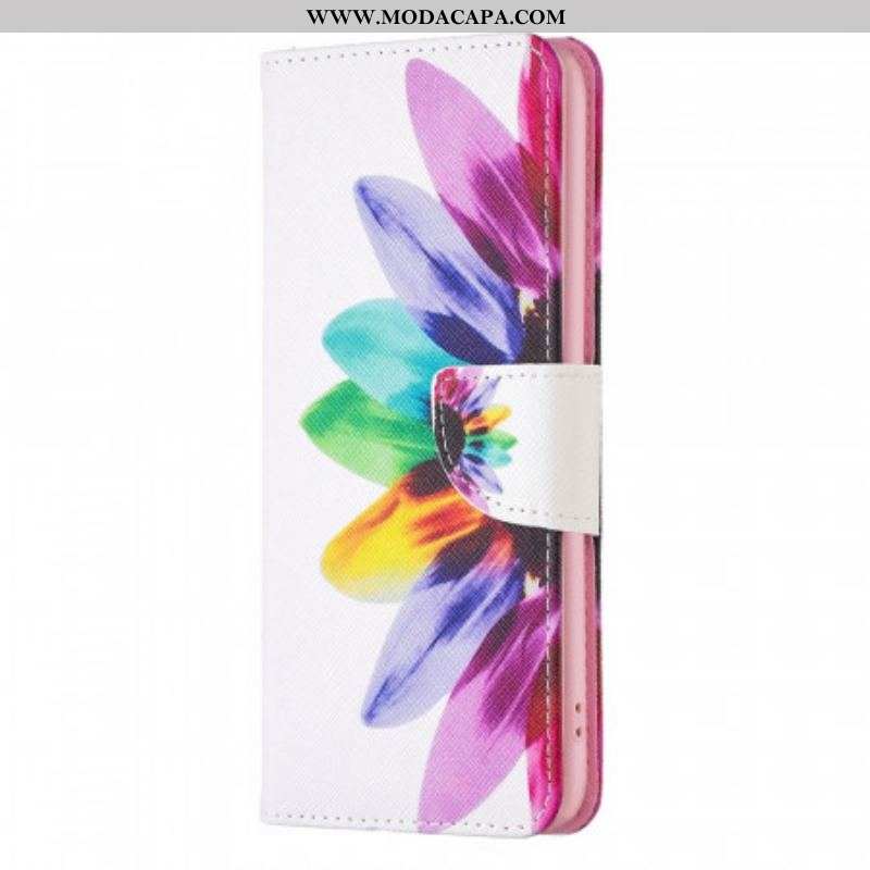 Capa Flip Para OnePlus 10 Pro 5G Flor Aquarela