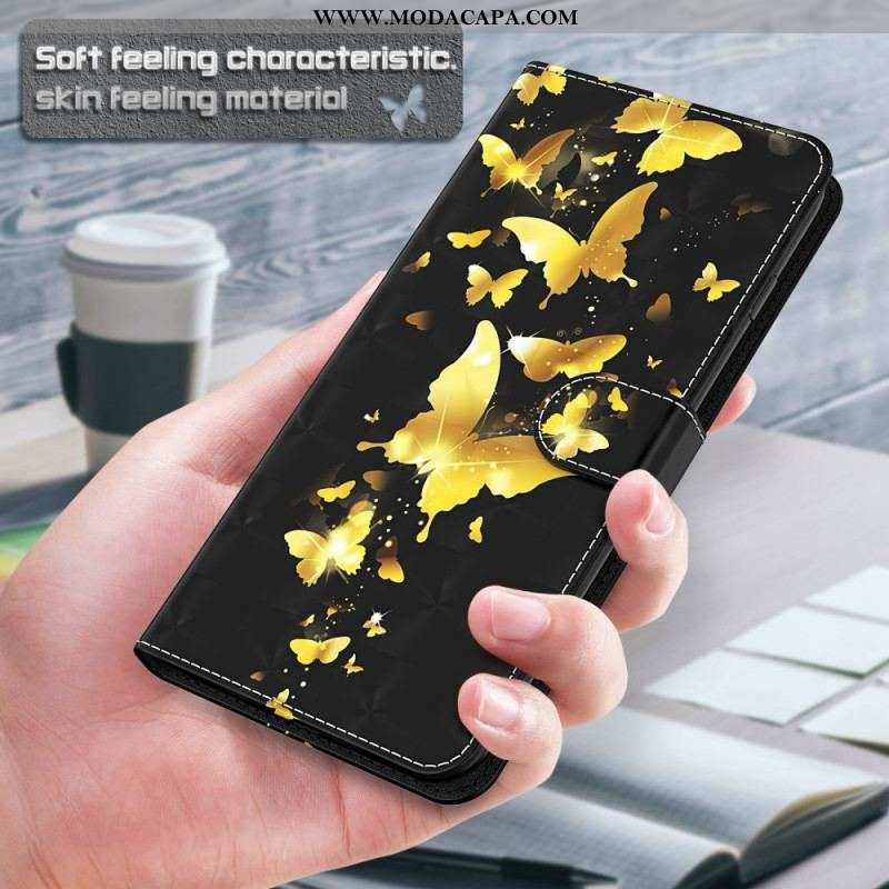 Capa Flip Para OnePlus 10 Pro 5G De Cordão Tanga Borboletas