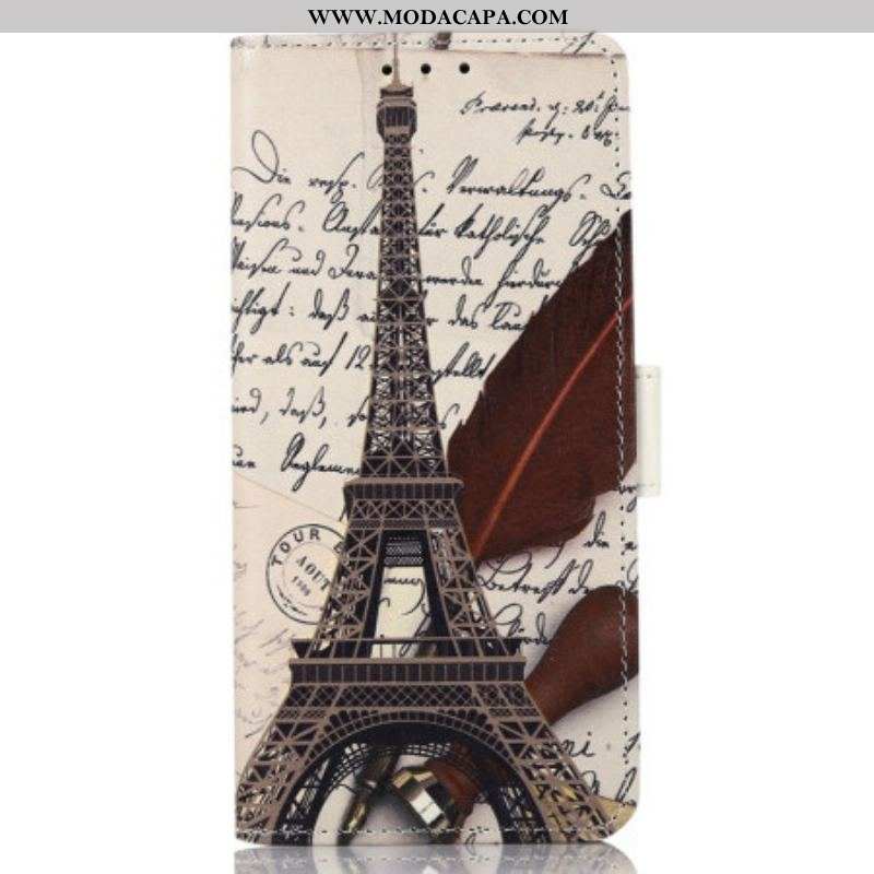 Capa Folio Para OnePlus 10T 5G Torre Eiffel Do Poeta