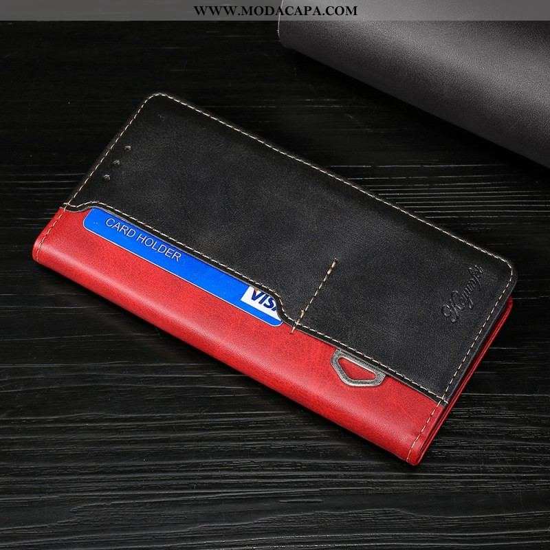 Capa Flip Para OnePlus 10T 5G Efeito De Couro De Dois Tons