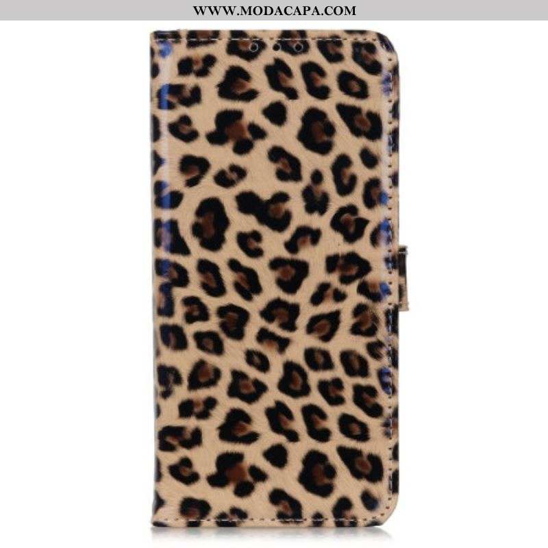 Capa De Couro Para OnePlus 10T 5G Efeito Pele De Leopardo