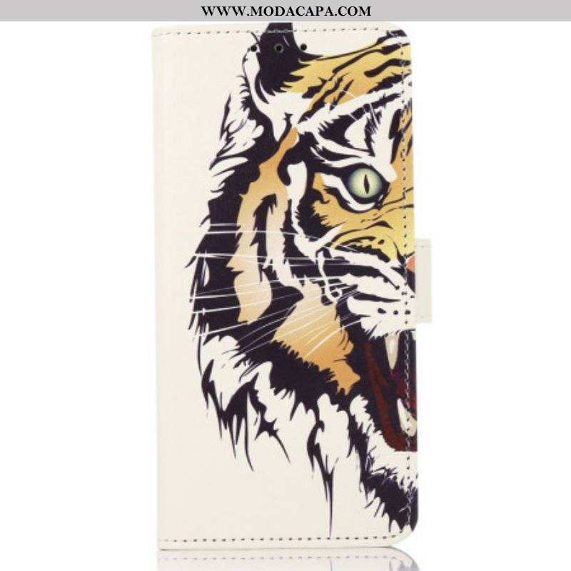 Capa Folio Para OnePlus 10T 5G Tigre Feroz