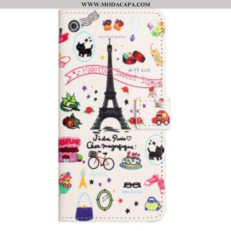 Capa De Couro Para OnePlus 10T 5G Eu Amo Paris