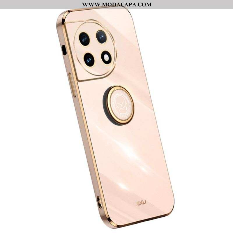 Capa Para OnePlus 11 5G Bordas Douradas Com Suporte De Anel