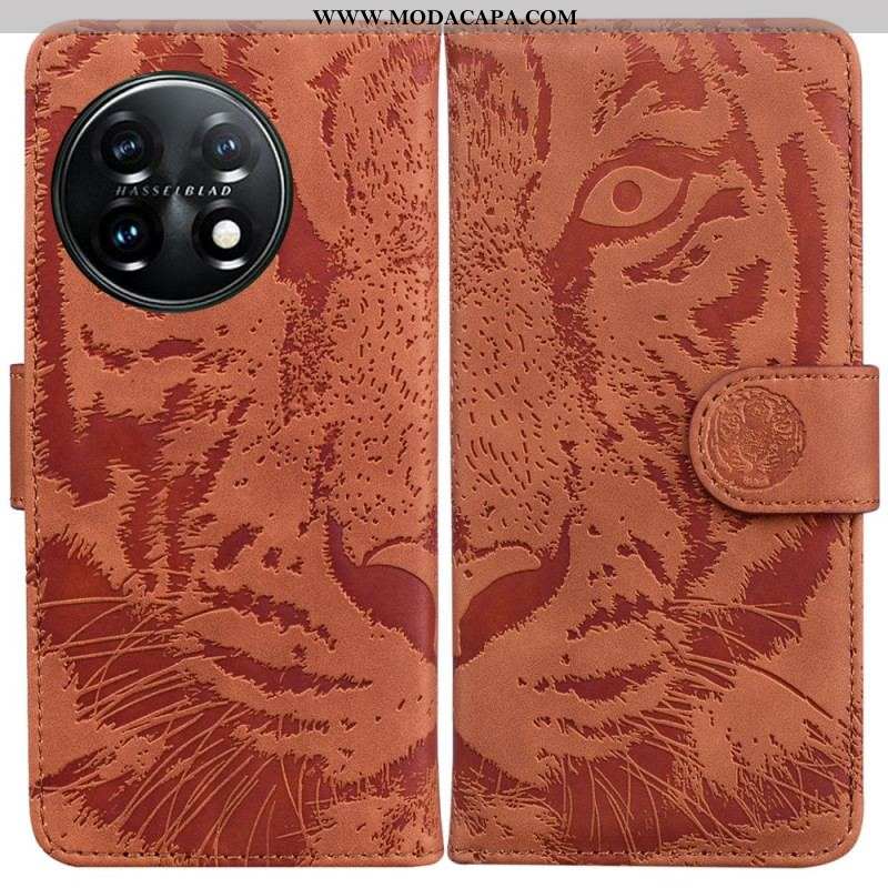 Capa Flip Para OnePlus 11 5G Pegada De Tigre