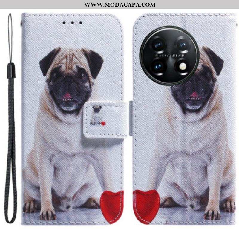Capa Flip Para OnePlus 11 5G Cachorro Pug