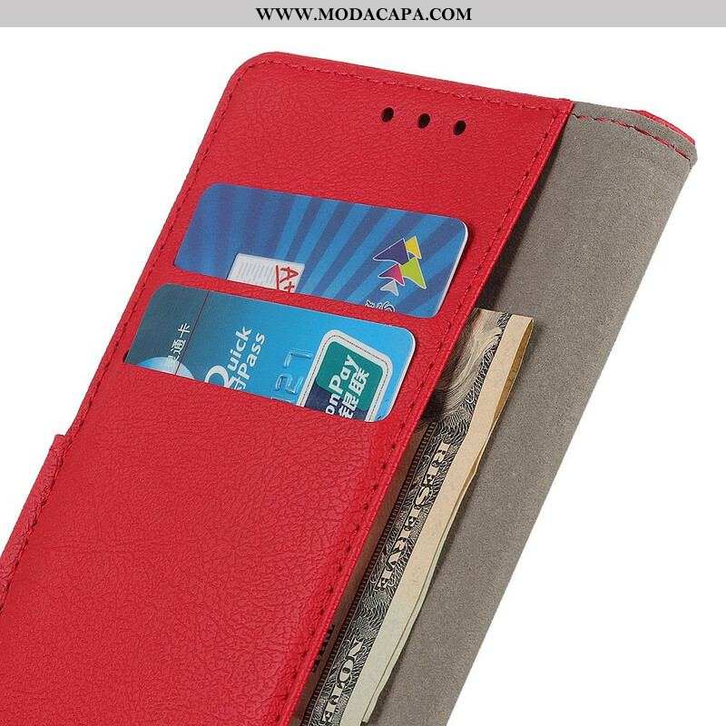 Capa Flip Para OnePlus Nord 2 5G Efeito Couro Brilhante Simples