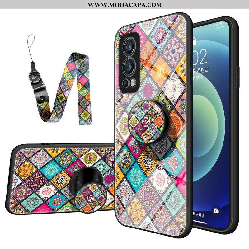 Capa Para OnePlus Nord 2 5G Suporte Magnético Patchwork