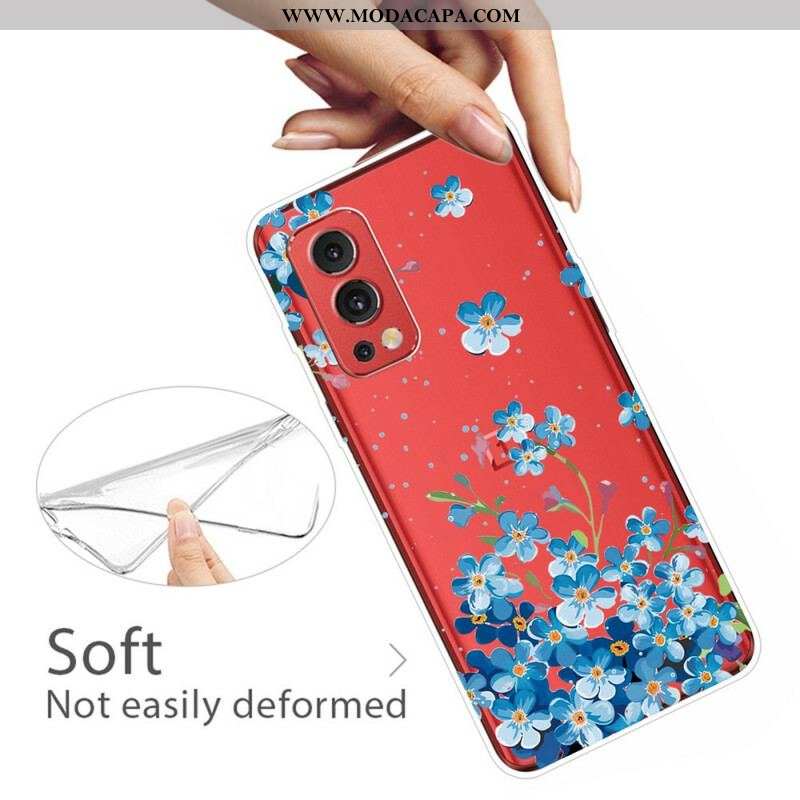 Capa Para OnePlus Nord 2 5G Flores Azuis