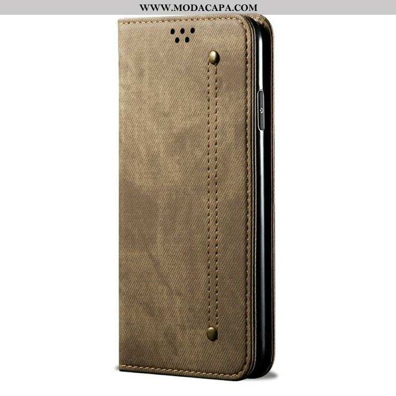 Capa De Celular Para OnePlus Nord 2 5G Flip Textura De Jeans De Couro Sintético