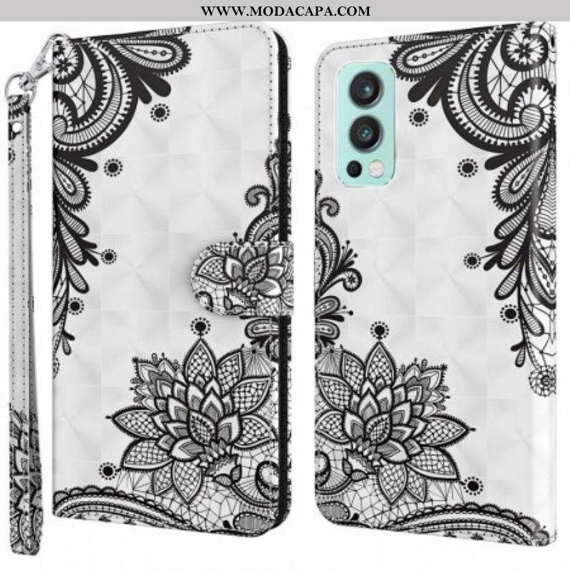 Capa Flip Para OnePlus Nord 2 5G Renda Chique