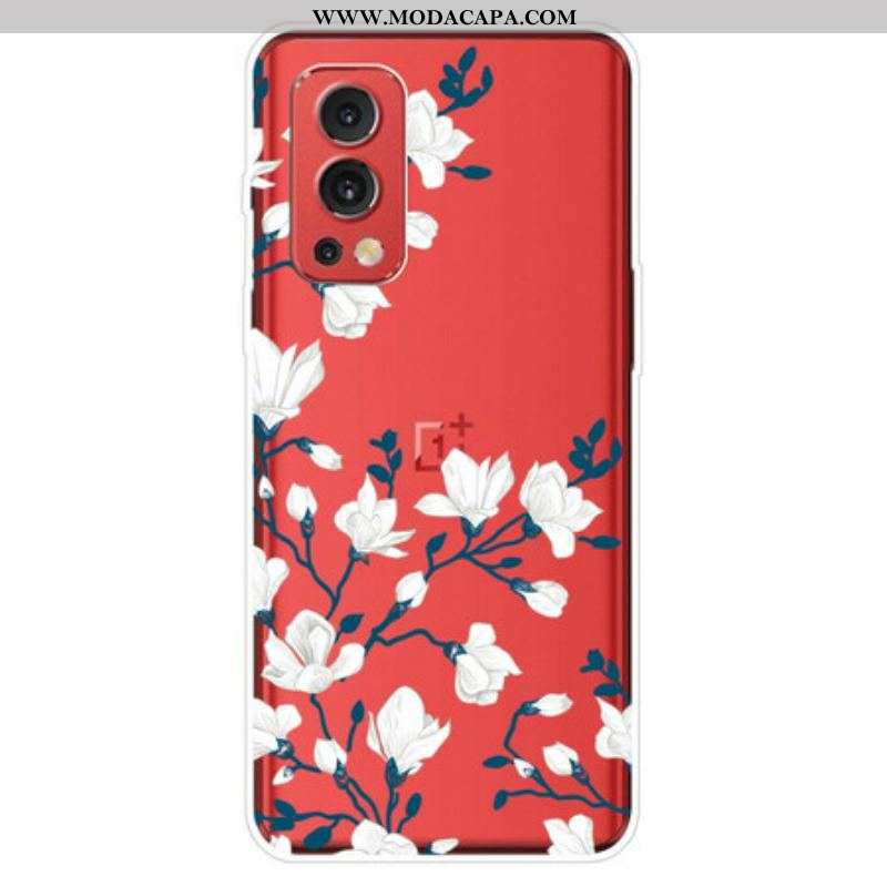 Capa Para OnePlus Nord 2 5G Flores Brancas