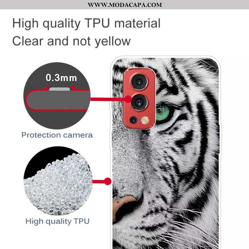 Capa Para OnePlus Nord 2 5G Cara De Tigre