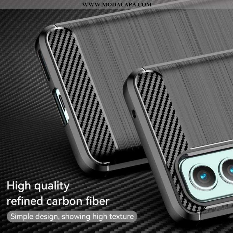 Capa Para OnePlus Nord 2 5G Fibra De Carbono Escovada