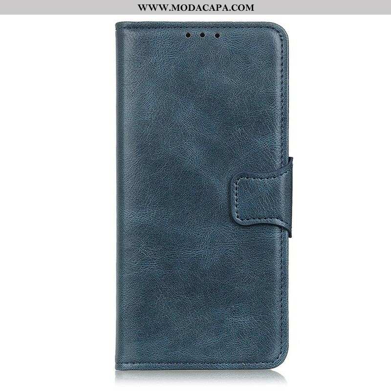 Capa Folio Para OnePlus Nord 2 5G Fecho Reversível Efeito Couro