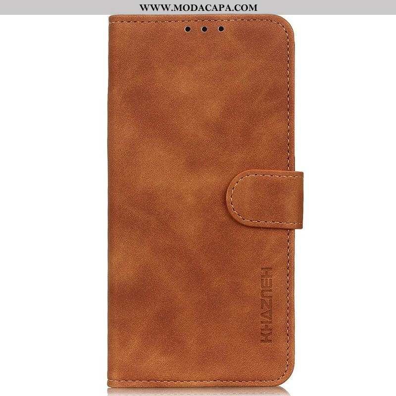 Capa De Couro Para OnePlus Nord 2 5G Efeito Couro Vintage Fosco Khazneh