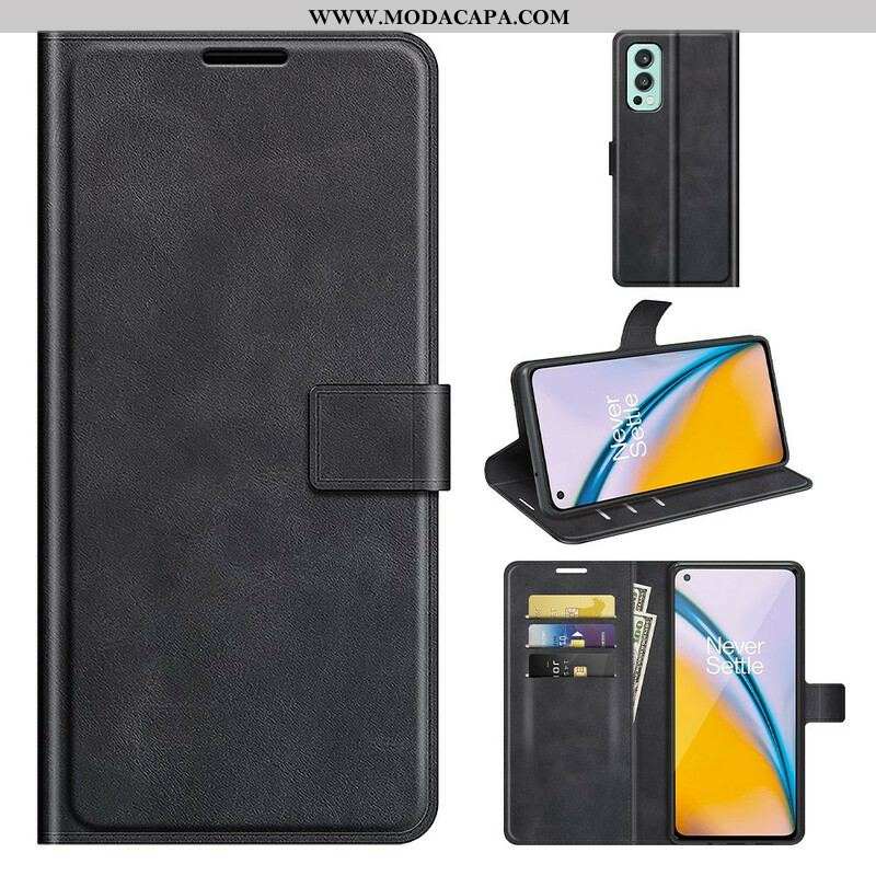 Capa Flip Para OnePlus Nord 2 5G Efeito De Couro Extremo Fino