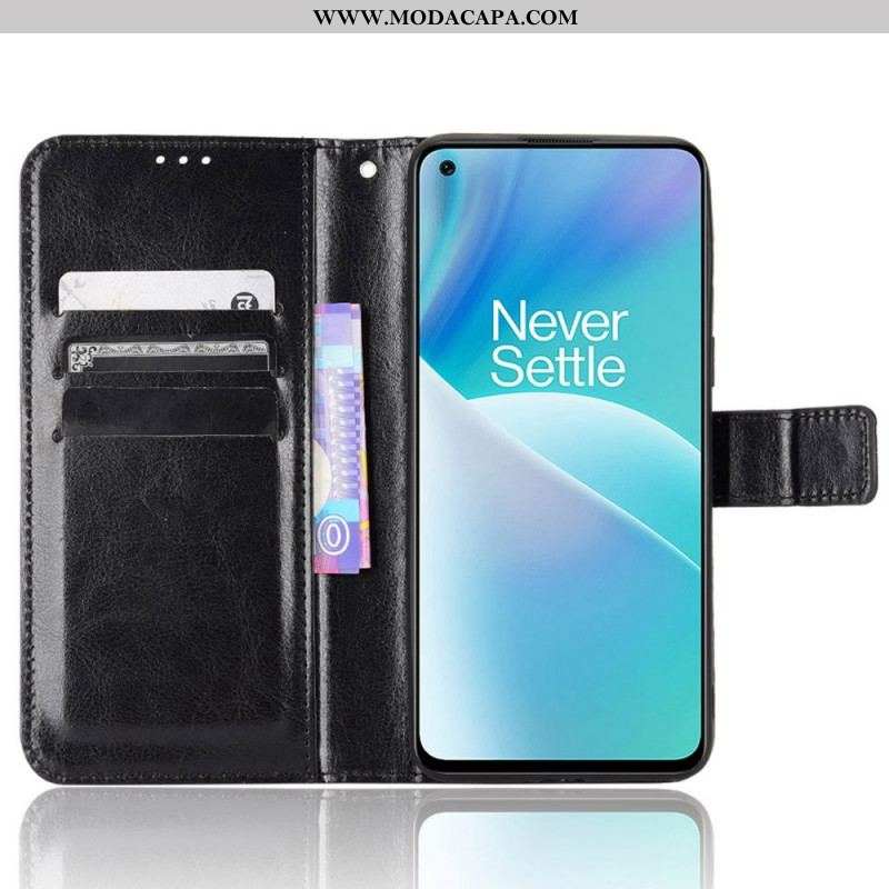 Capa Em Pele Para OnePlus Nord 2T 5G De Cordão Couro Sintético Chamativo Com Alça