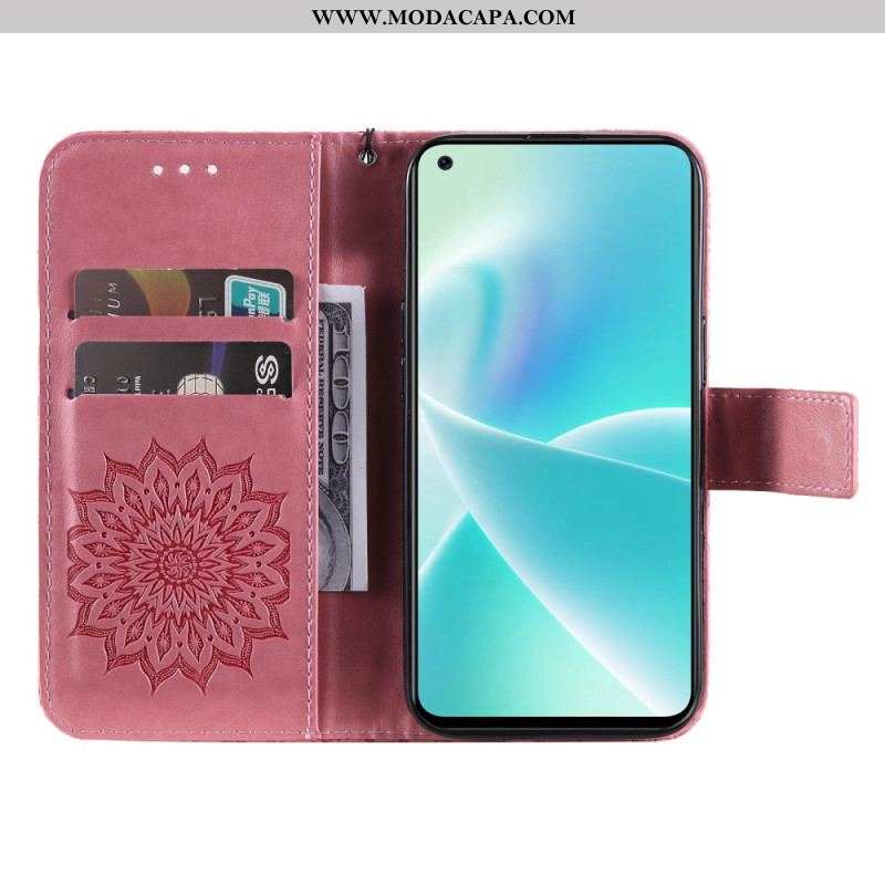 Capa De Couro Para OnePlus Nord 2T 5G De Cordão Mandala Com Alça Para Cartão