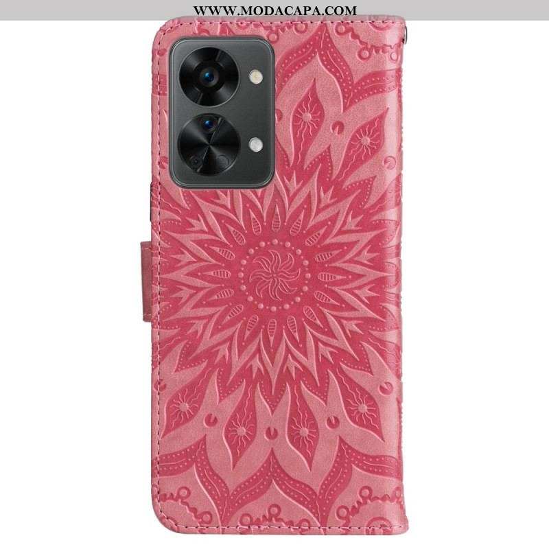 Capa De Couro Para OnePlus Nord 2T 5G De Cordão Mandala Com Alça Para Cartão