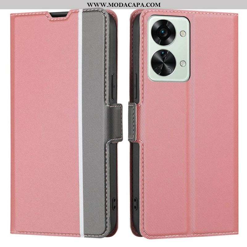 Capa De Couro Para OnePlus Nord 2T 5G Estilo De Couro De Dois Tons