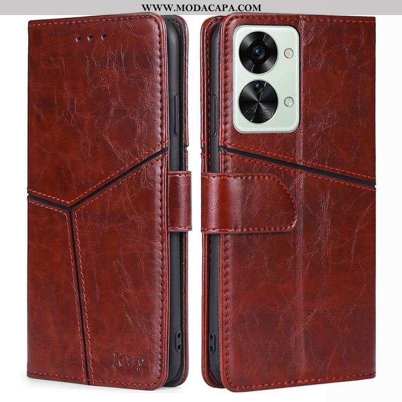 Capa Flip Para OnePlus Nord 2T 5G Costuras Expostas