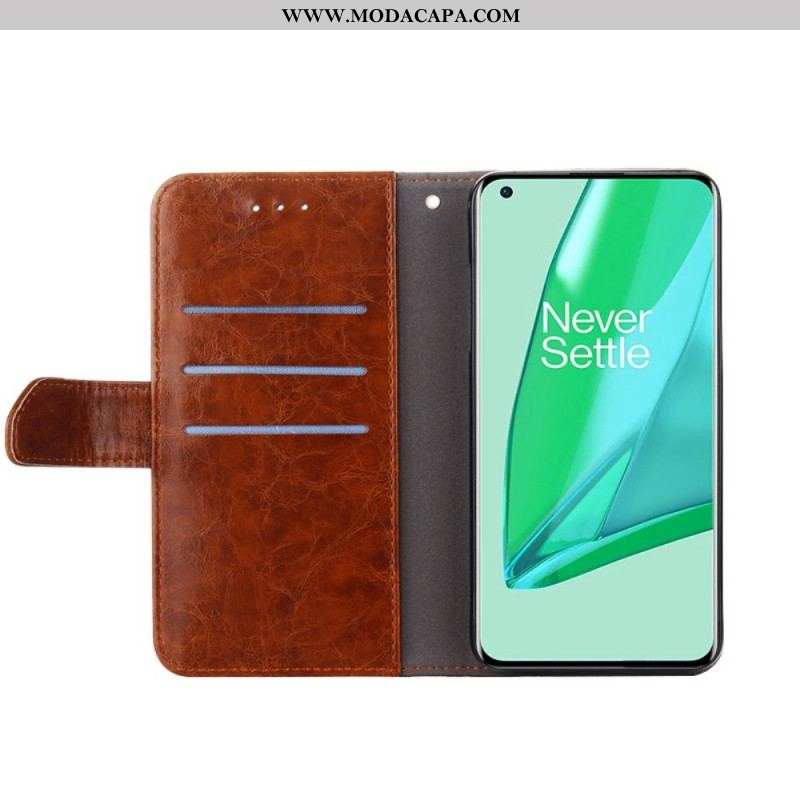 Capa Flip Para OnePlus Nord 2T 5G Costuras Expostas