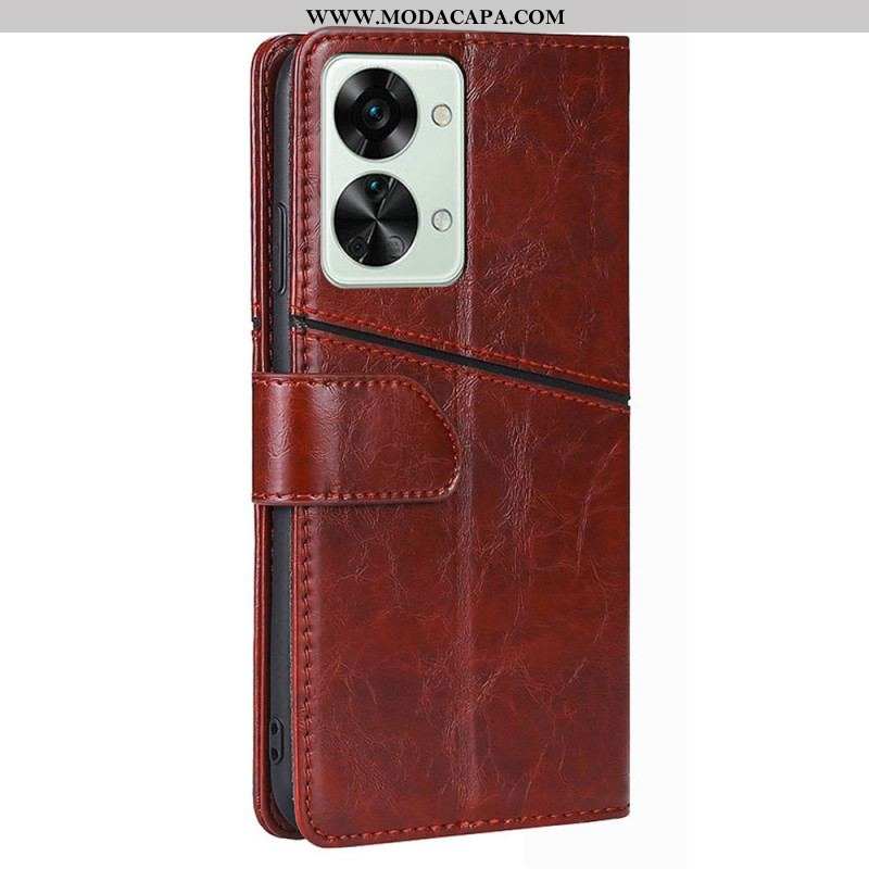 Capa Flip Para OnePlus Nord 2T 5G Costuras Expostas