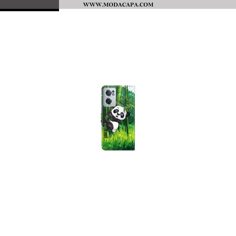 Capa Flip Para OnePlus Nord CE 2 5G Panda Comic