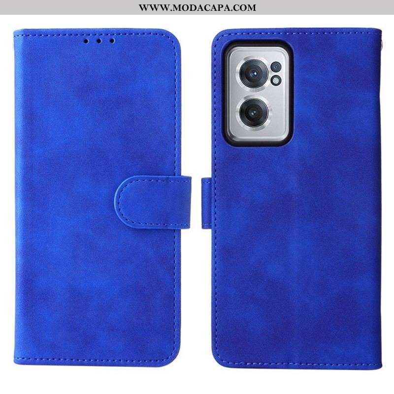 Capa Flip Para OnePlus Nord CE 2 5G De Cordão Textura Da Pele Da Cinta