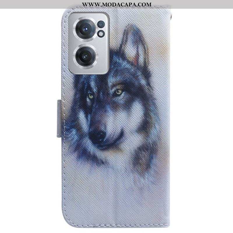 Capa Flip Para OnePlus Nord CE 2 5G Pintura De Lobo